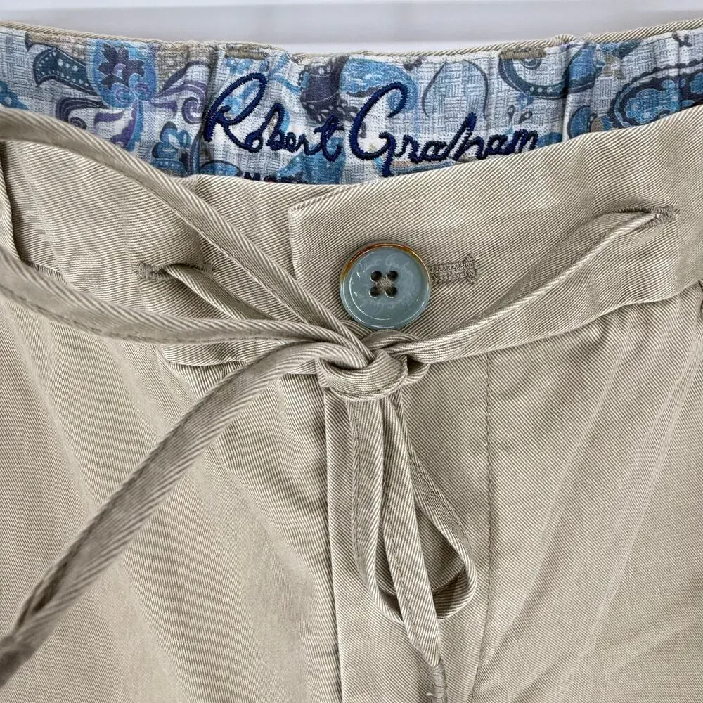 Robert Graham Men's Casual Pants SHECKTER Woven Cotton Twill; Khaki Tan 32